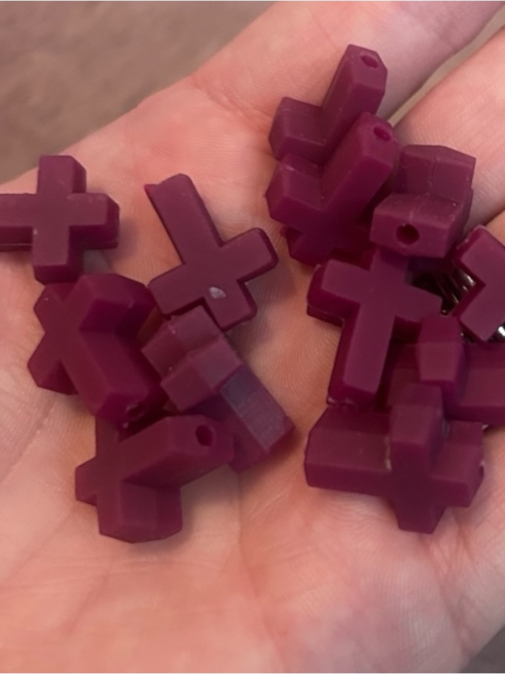 Maroon Wine Colored Silicone Cross Beads | Lot of 100